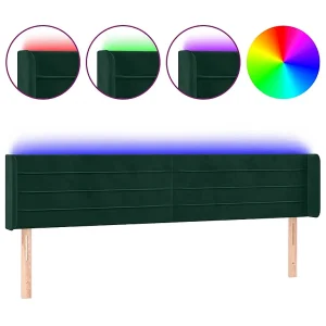 Hoofdbord LED 163x16x78/88 cm fluweel donkergroen