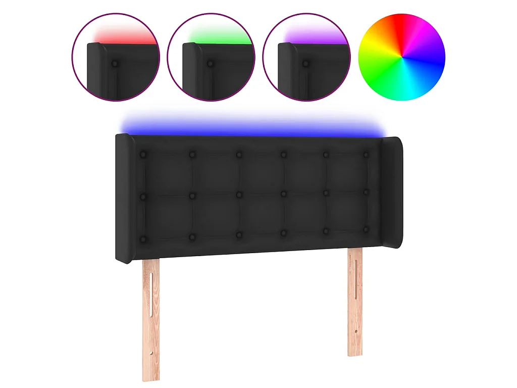 Hoofdbord LED 93x16x78/88 cm kunstleer zwart