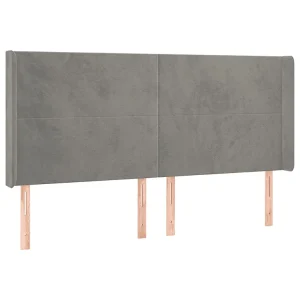 Hoofdbord met randen 163x16x118/128 cm fluweel lichtgrijs Hoofdbord met randen 163x16x118/128 cm fluweel lichtgrijs