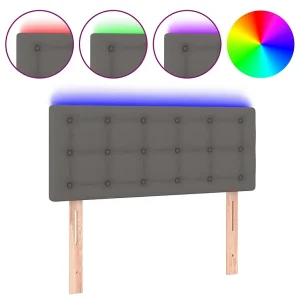Hoofdbord LED 90x5x78/88 cm kunstleer grijs