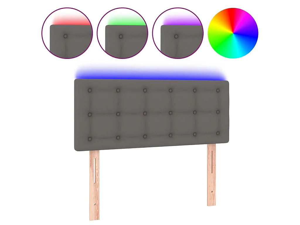 Hoofdbord LED 90x5x78/88 cm kunstleer grijs