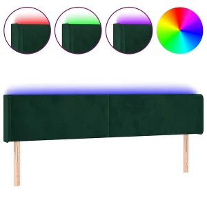 Hoofdbord LED 203x16x78/88 cm fluweel donkergroen