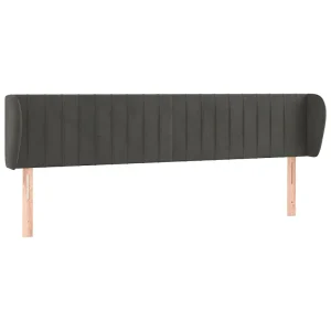 Hoofdbord met randen 183x23x78/88 cm fluweel donkergrijs Hoofdbord met randen 183x23x78/88 cm fluweel donkergrijs