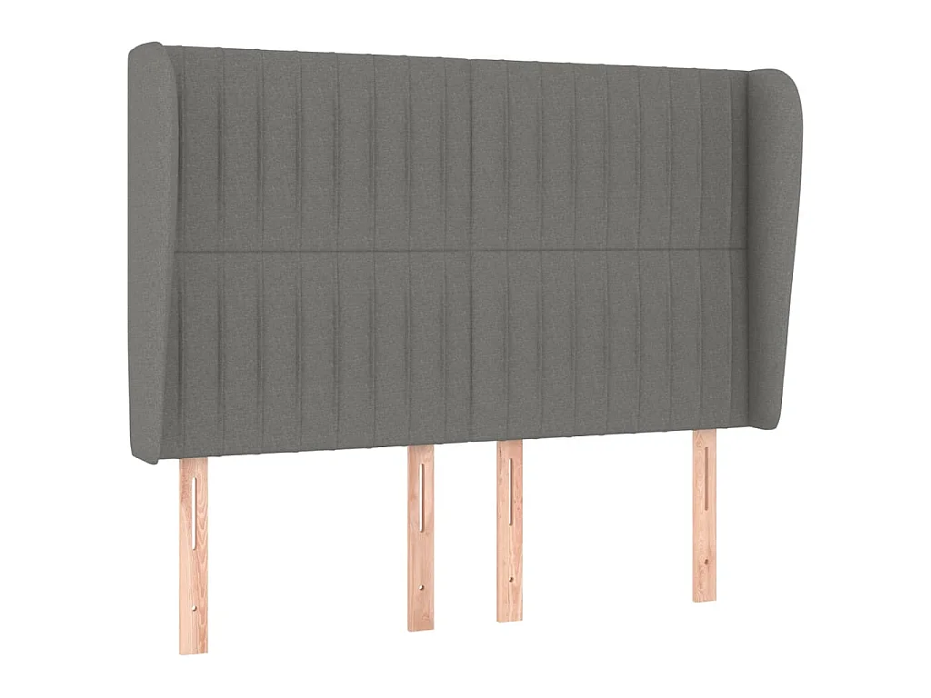 Hoofdbord met randen 147x23x118/128 cm stof donkergrijs