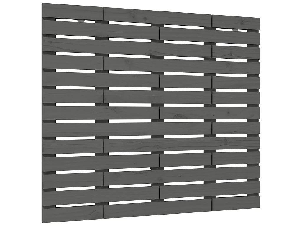 Hoofdbord wandmontage 126x3x91,5 cm massief grenenhout grijs