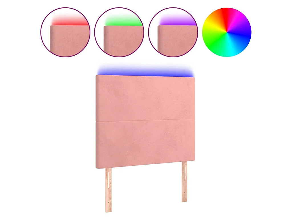 Hoofdbord LED 100x5x118/128 cm fluweel roze