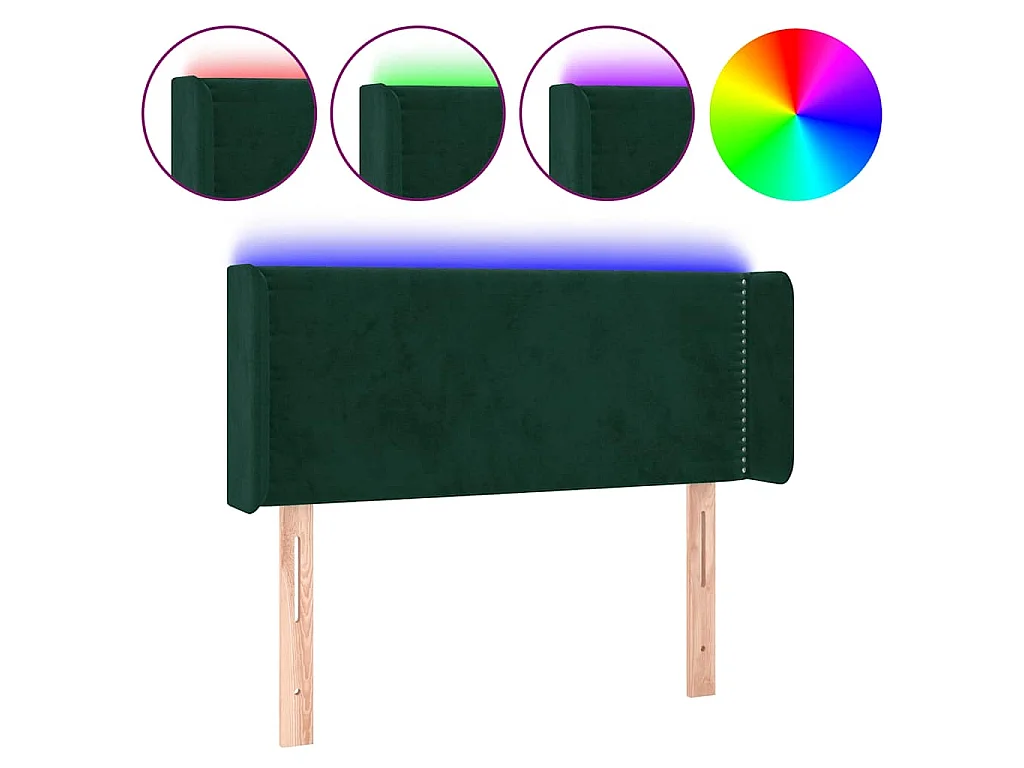Hoofdbord LED 83x16x78/88 cm fluweel donkergroen