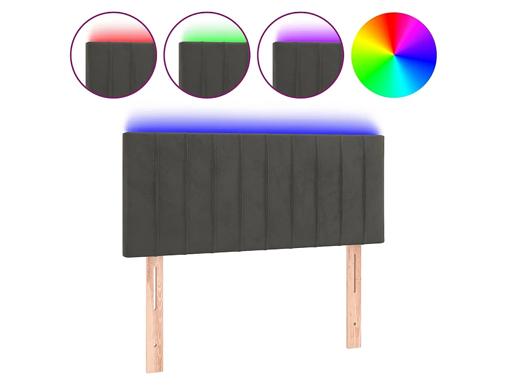 Hoofdbord LED 80x5x78/88 cm fluweel donkergrijs