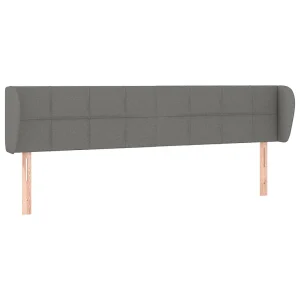 Hoofdbord met randen 203x23x78/88 cm stof donkergrijs Hoofdbord met randen 203x23x78/88 cm stof donkergrijs
