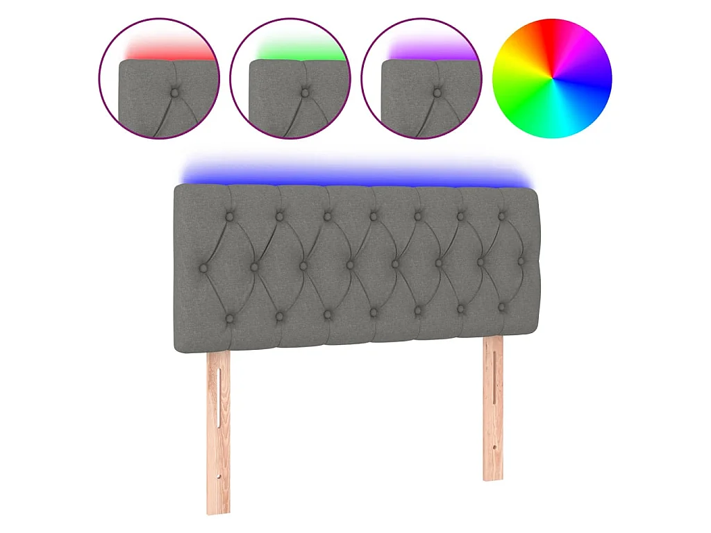 Hoofdbord LED 90x7x78/88 cm stof donkergrijs