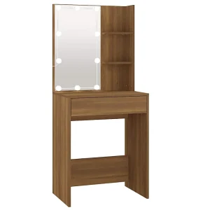 Kaptafel met LED-verlichting 60x40x140 cm bruin eikenkleur