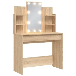 Kaptafel met LED-verlichting 96x40x142 cm sonoma eikenkleurig