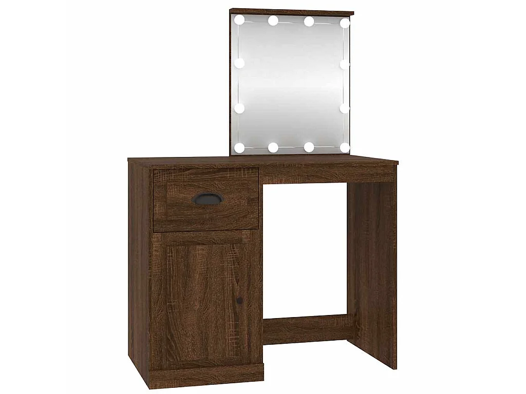 Kaptafel met LED 90x50x132,5 cm bewerkt hout bruin eikenkleur