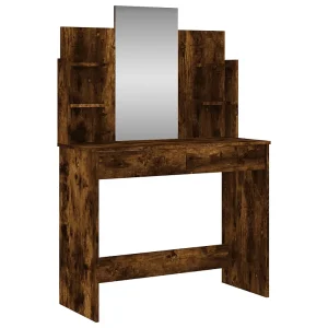 Kaptafel met spiegel 96x39x142 cm gerookt eikenkleurig Kaptafel met spiegel 96x39x142 cm gerookt eikenkleurig