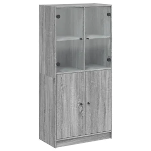 Hoge kast met deuren 68x37x142 cm bewerkt hout grijs sonoma Hoge kast met deuren 68x37x142 cm bewerkt hout grijs sonoma