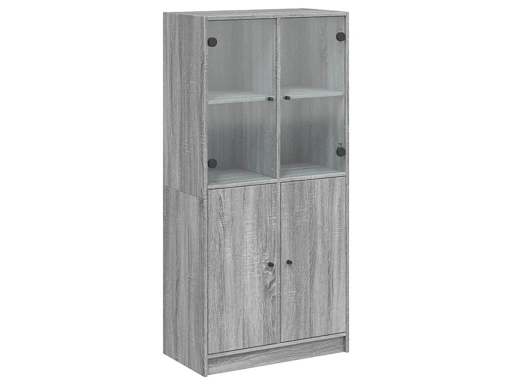 Hoge kast met deuren 68x37x142 cm bewerkt hout grijs sonoma