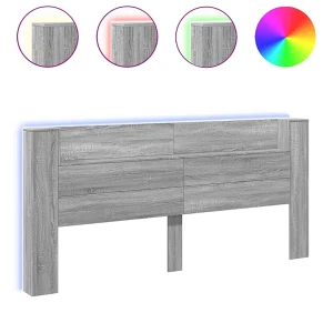 Hoofdbordkast met LED 220×16,5×103,5 cm grijs sonoma eikenkleur