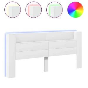 Hoofdbordkast met LED-verlichting 220×16,5×103,5 cm wit Hoofdbordkast met LED-verlichting 220×16,5×103,5 cm wit