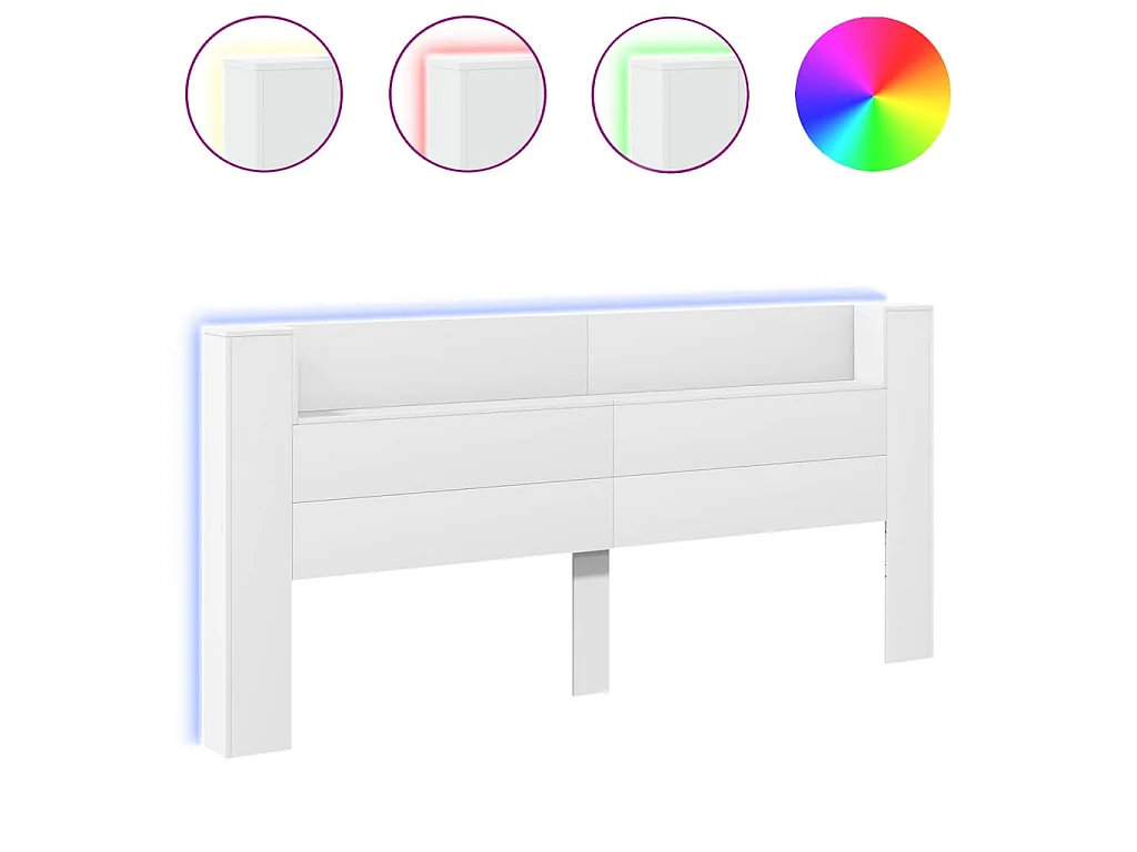 Hoofdbordkast met LED-verlichting 220x16,5x103,5 cm wit