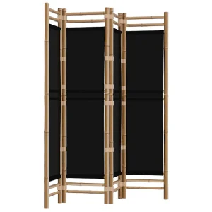 Kamerscherm 4-panelen inklapbaar 160 cm bamboe en canvas Kamerscherm 4-panelen inklapbaar 160 cm bamboe en canvas
