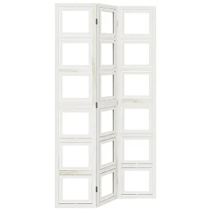 Kamerscherm met 3 panelen massief paulowniahout wit Kamerscherm met 3 panelen massief paulowniahout wit