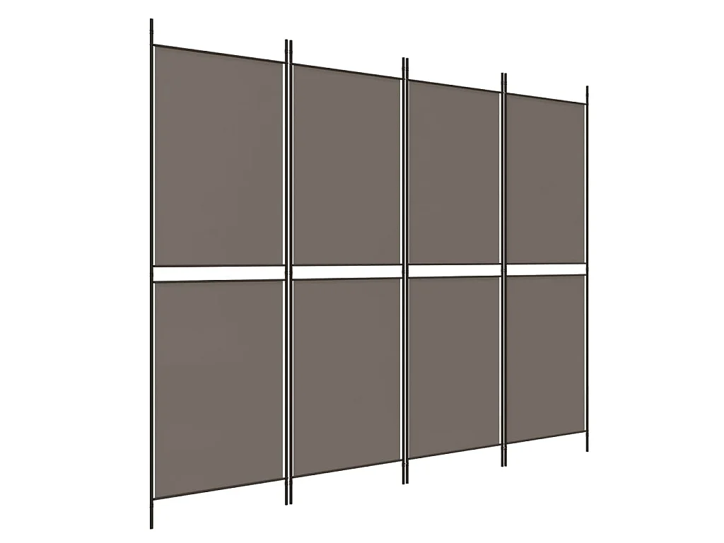 Kamerscherm met 4 panelen 200x180 cm stof antracietkleurig
