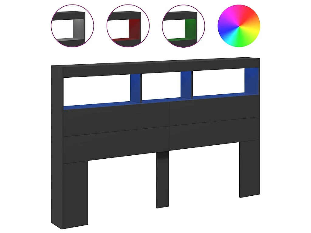 Hoofdbordkast met LED-verlichting 160x17x102 cm zwart