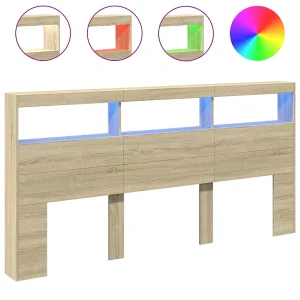 Hoofdbordkast met LED-verlichting 200x17x102 cm sonoma eiken Hoofdbordkast met LED-verlichting 200x17x102 cm sonoma eiken