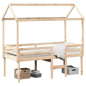 Hoogslaper met bedhuis massief grenenhout 80×200 cm Hoogslaper met bedhuis massief grenenhout 80×200 cm
