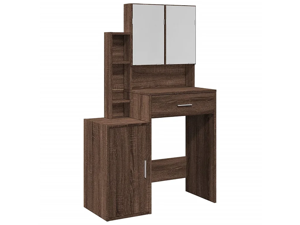 Kaptafel met kastje 80x35x132 cm bruin eikenkleur