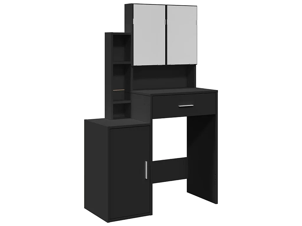 Kaptafel met kastje 80x35x132 cm zwart