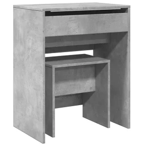 Kaptafel met krukje 60x40x113,5 cm betongrijs Kaptafel met krukje 60x40x113,5 cm betongrijs