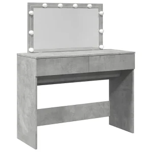 Kaptafel met LED-verlichting 100x40x120 cm betongrijs Kaptafel met LED-verlichting 100x40x120 cm betongrijs