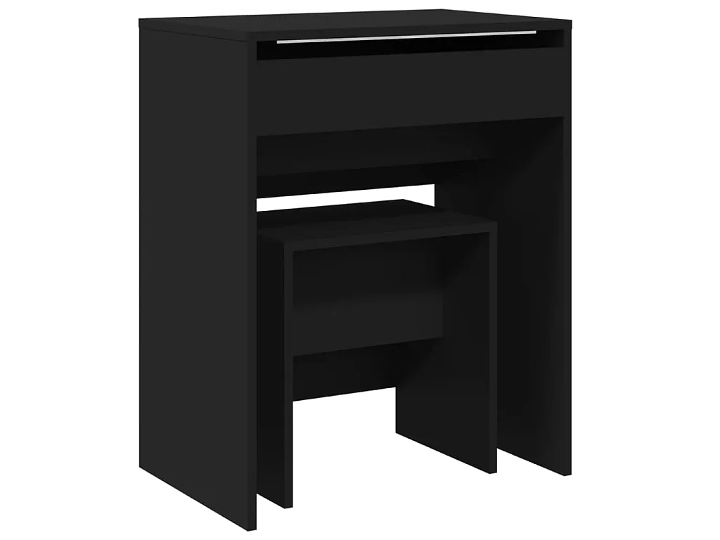 Kaptafel met krukje 60x40x113,5 cm zwart