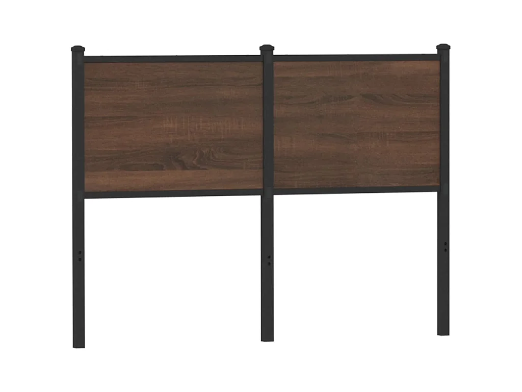 Vervangend hoofdbord 120 cm bewerkt hout en staal bruin eikenkleurig