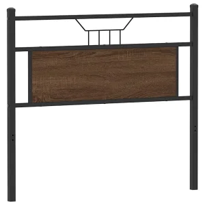 Vervangend hoofdbord 107 cm bewerkt hout en staal bruin eikenkleurig