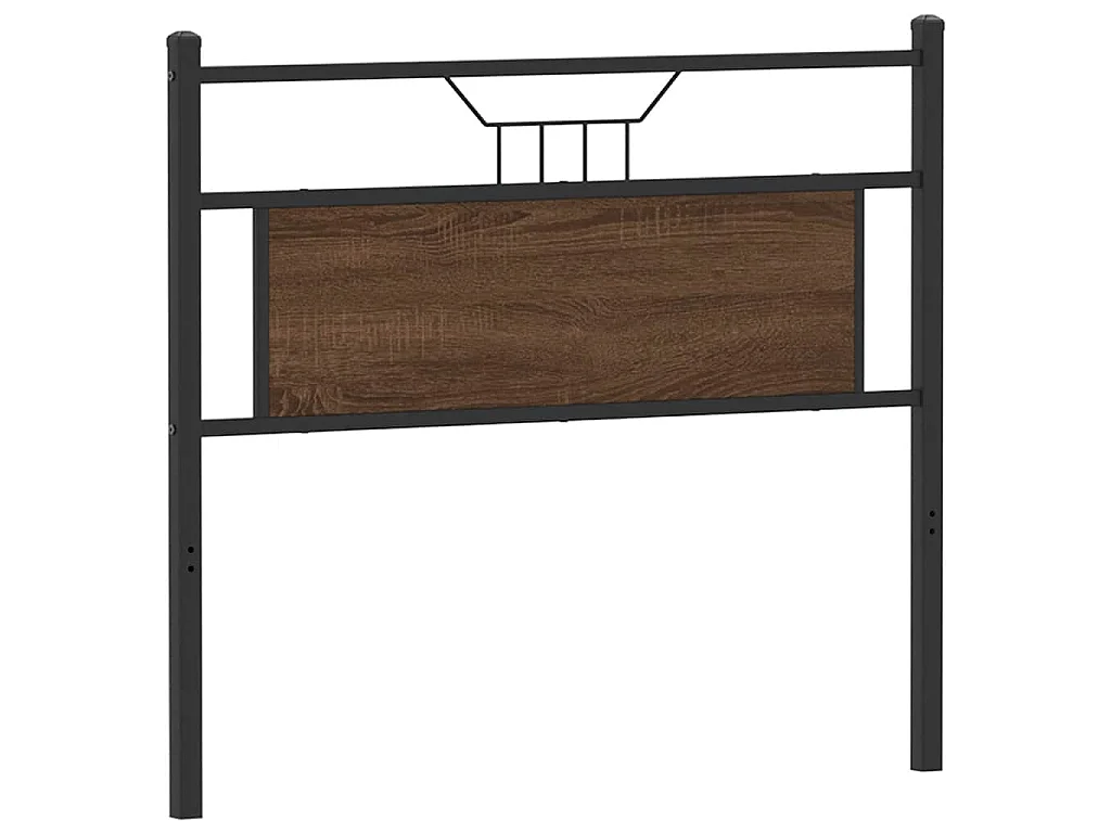 Vervangend hoofdbord 107 cm bewerkt hout en staal bruin eikenkleurig