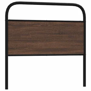 Vervangend hoofdbord 90 cm bewerkt hout en staal bruin eikenkleurig