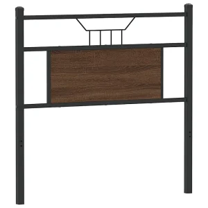 Vervangend hoofdbord 75 cm bewerkt hout en staal bruin eikenkleurig Vervangend hoofdbord 75 cm bewerkt hout en staal bruin eikenkleurig