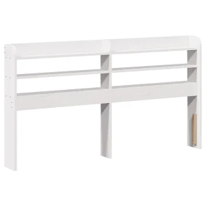 Hoofdbord met schappen 120 cm massief grenenhout wit