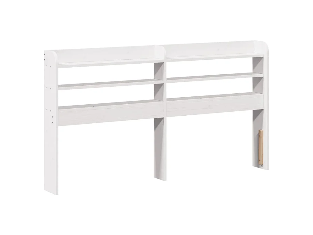 Hoofdbord met schappen 120 cm massief grenenhout wit