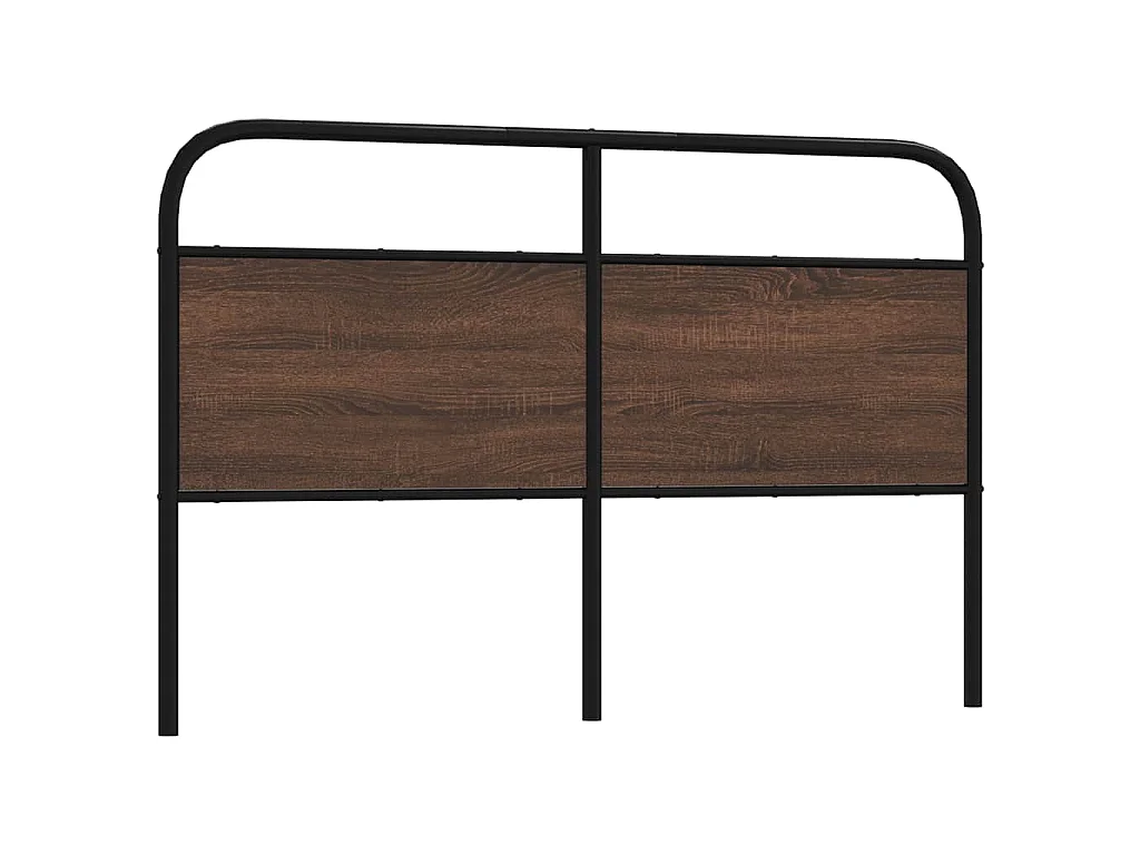 Vervangend hoofdbord 160 cm bewerkt hout en staal bruin eikenkleurig