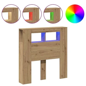 Hoofdeinde met LED 100×18,5×103,5 cm hout artisanaal eikenkleur Hoofdeinde met LED 100×18,5×103,5 cm hout artisanaal eikenkleur