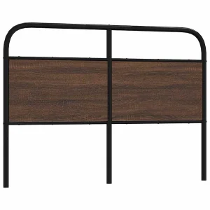 Vervangend hoofdbord 140 cm bewerkt hout en staal bruin eikenkleurig Vervangend hoofdbord 140 cm bewerkt hout en staal bruin eikenkleurig