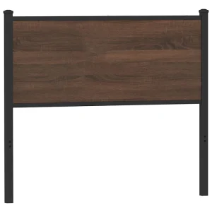 Vervangend hoofdbord 100 cm bewerkt hout en staal bruin eikenkleurig