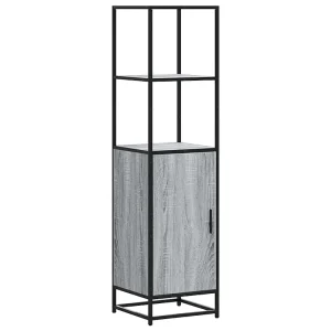 Hoge kast 35,5x35x139 cm bewerkt hout en metaal grijs sonoma