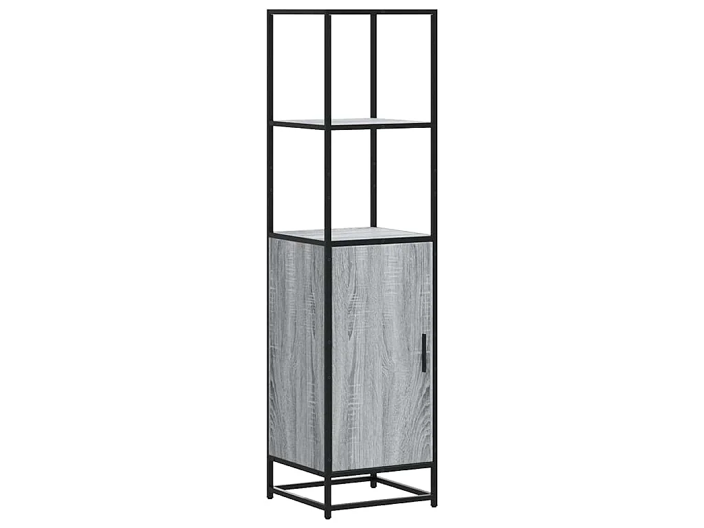 Hoge kast 35,5x35x139 cm bewerkt hout en metaal grijs sonoma