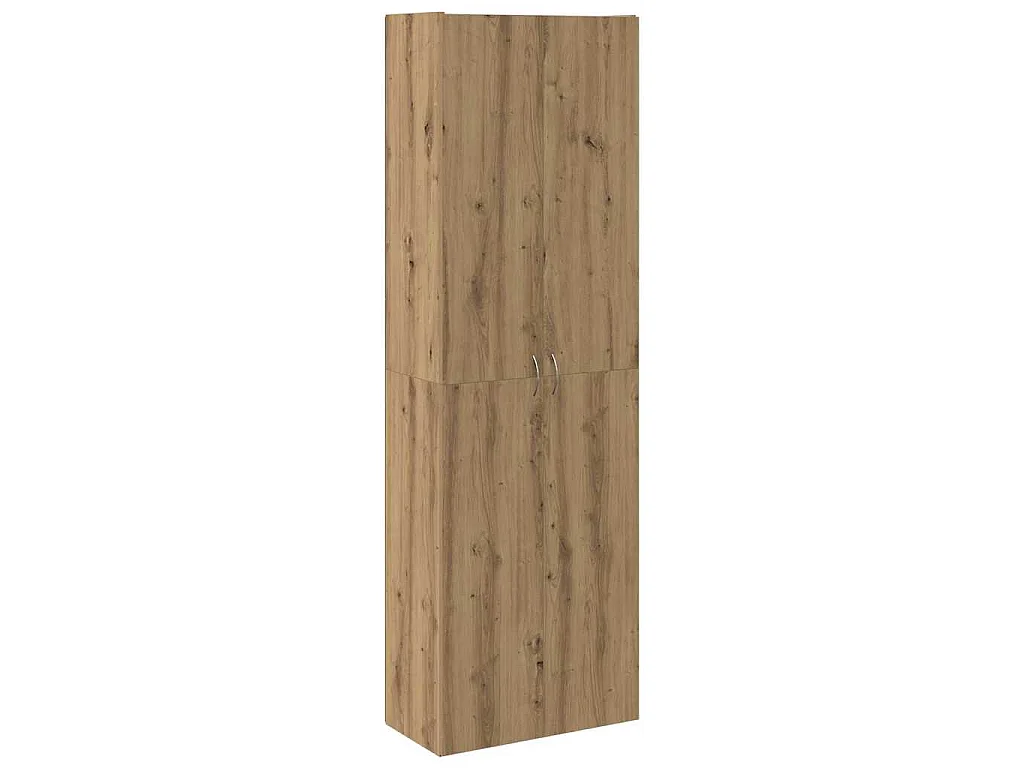 Hoge kast 60x32x190 cm bewerkt hout artisanaal eikenkleur