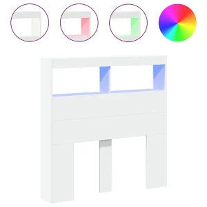 Hoofdbordkast met LED-verlichting 100x17x102 cm wit
