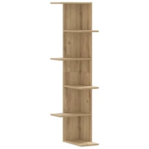 Hoekwandschap 36,5×36,5×140 cm bewerkt hout artisanaal eiken Hoekwandschap 36,5×36,5×140 cm bewerkt hout artisanaal eiken